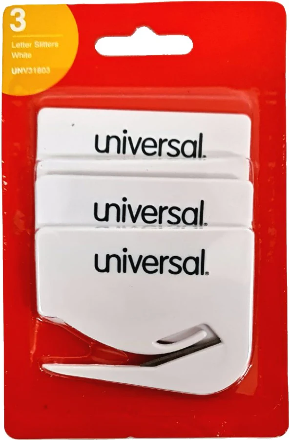 Abre Sobres Plástico c/3 Blanco 7×5.5cm universal® UNY31803 [Paquete]