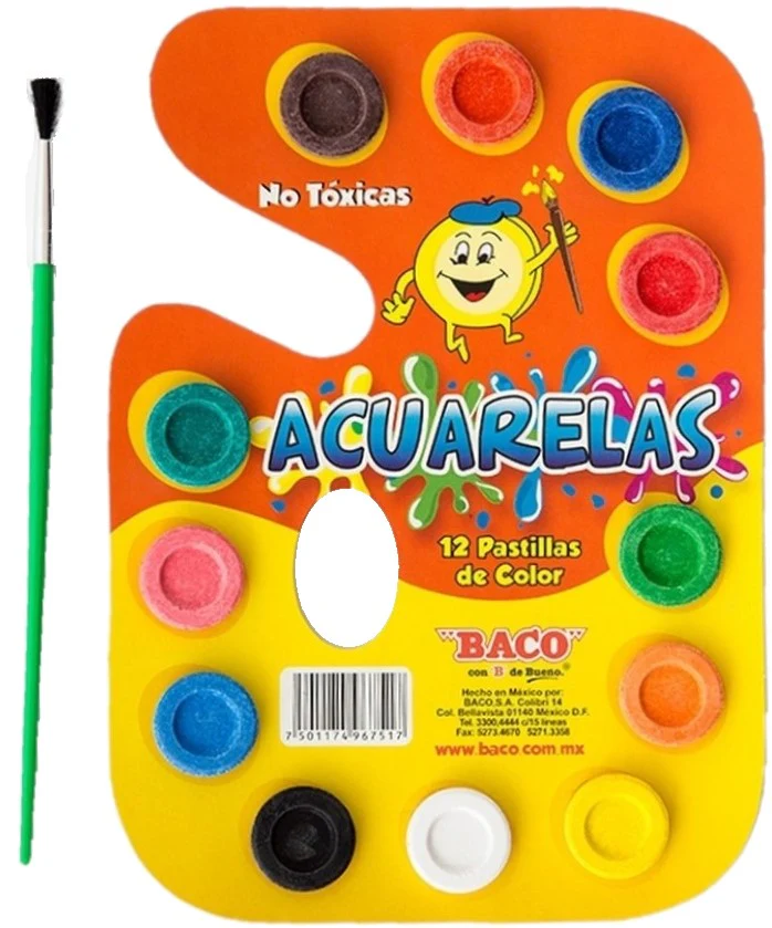 Acuarelas en Cartón Plástico  Colores Baco® [Pieza/Estuche]