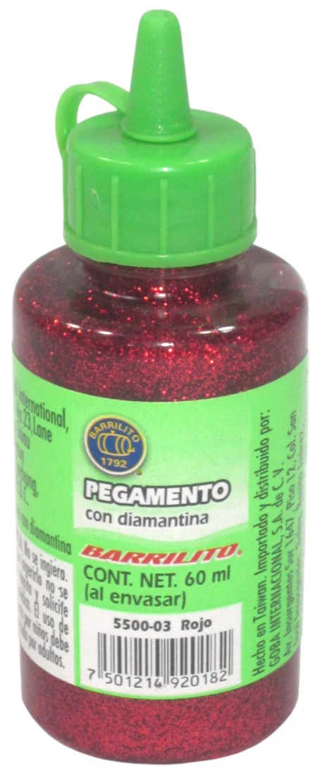 Adhesivo c/Diamantina Glitter Rojo 60ml Barrilito® 5500-03 [Pieza]