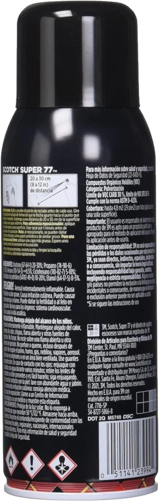 Adhesivo en Aerosol/Spray Súper 77 305g 3M® 70-0050-8855-7 [Aerosol] - Image 2