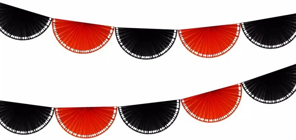 Adorno Día de Muertos Abanico 1p Naranja-Negro Grande Papel Picado® [Pieza]