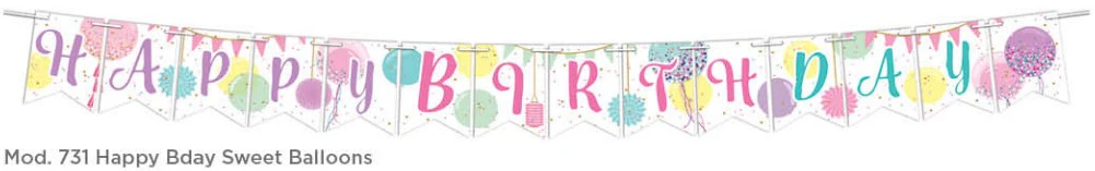 Adorno Toda Ocasión Banderin Happy BDay Sweet Movil c/14 19×14cm 3.5m Colga granmark® 6086/371 [Pieza]