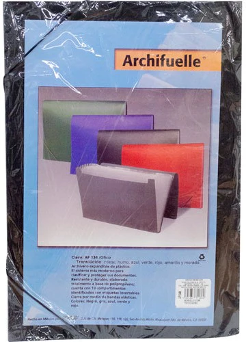 Archifuelle Plástico 12 Divisi.c/Índice y Liga Colores Oficio Polidex® AF-134 [Pieza]