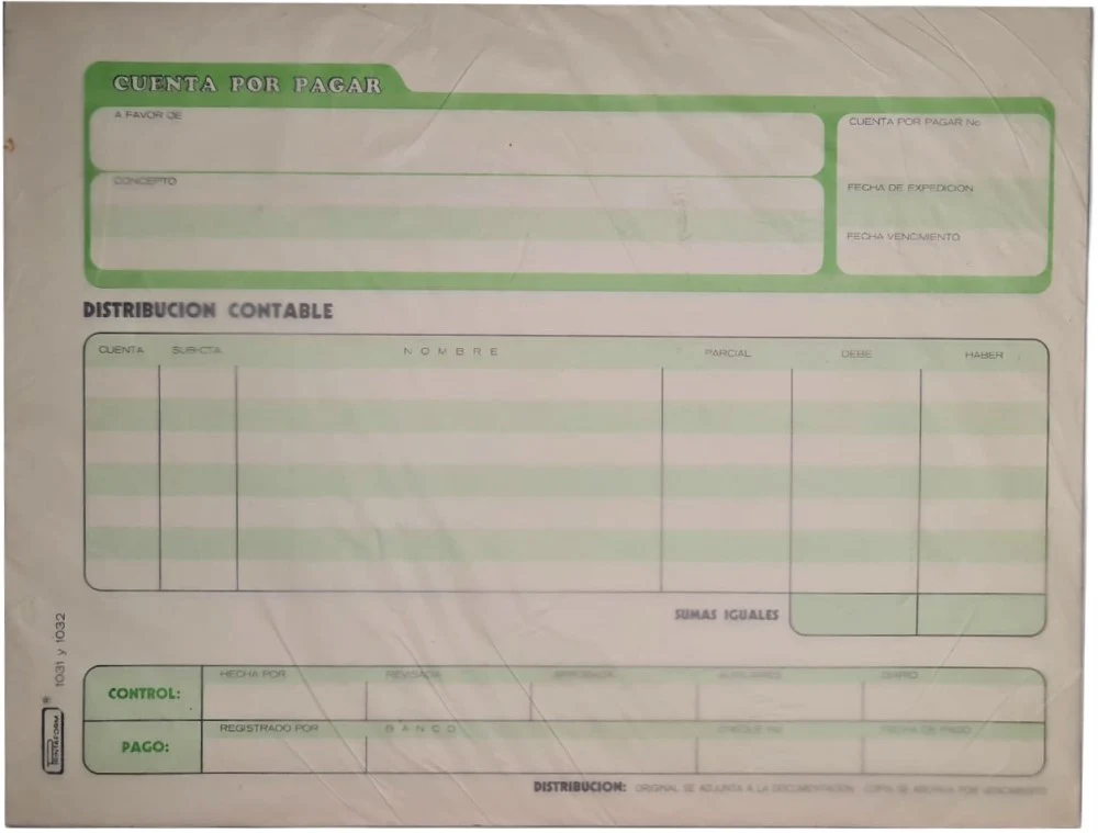Block Auxiliar Cuentas Por Pagar 25 Juegos ½ Oficio Printaform® B-1031-1032 [Pieza]