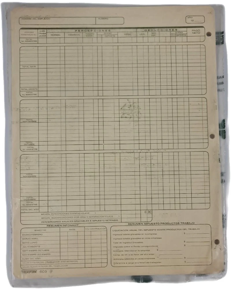 Block Auxiliar Registro Individual de Percepción 25 hojas Carta Tecnoform® 603 [Pieza] - Image 2