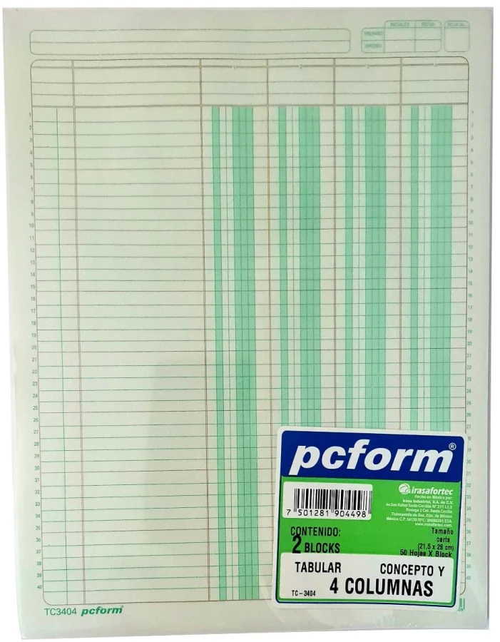 Block Columnas con Concepto paq.c/2 4 50 hojas Carta pcform® 3404 [Paquete]