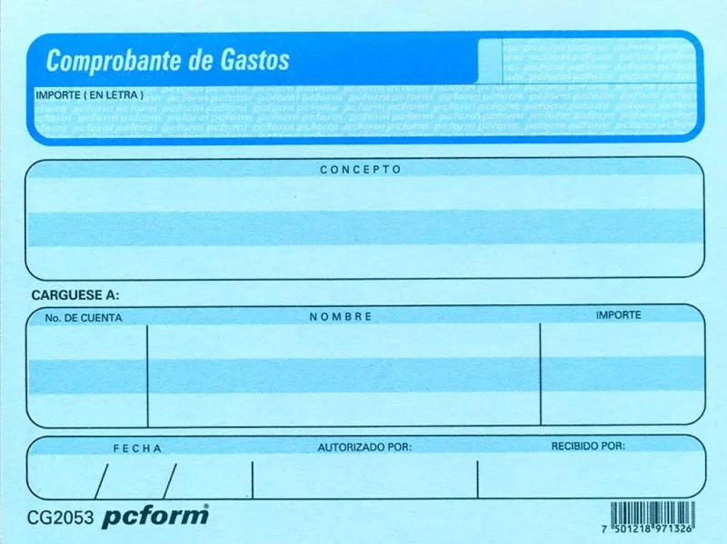 Block Comprobante Gastos paquete c/4 50 hojas ¼ Carta pcform® CG 2053 - Image 2