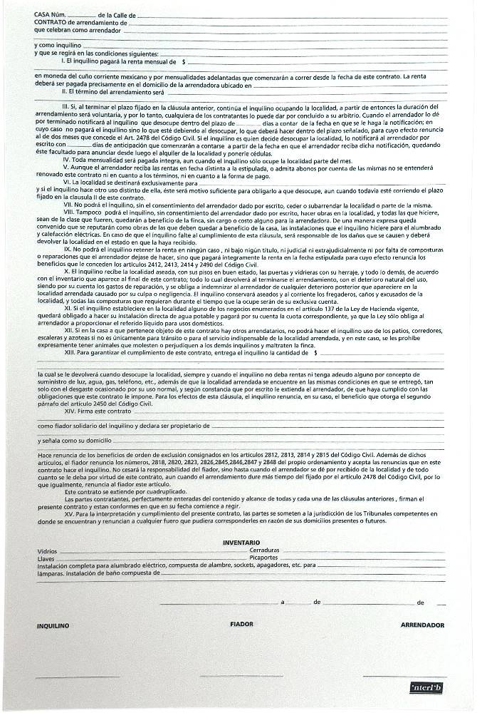 Block Contrato de Renta con Fiador 100 hojas Oficio interlib® [Pieza] - Image 2