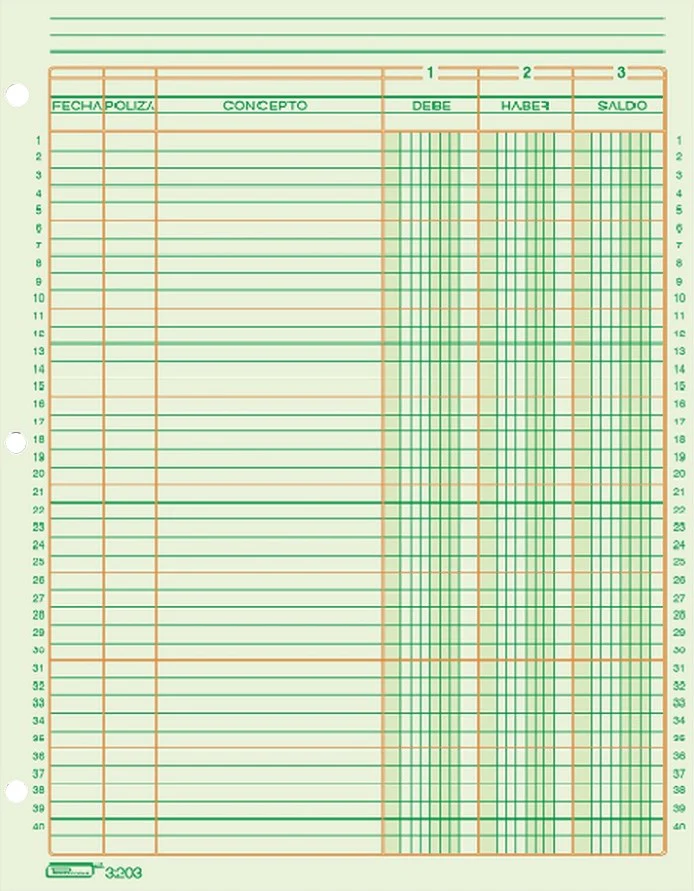 Block Debe Haber Saldo 3 perforaciones pack c/5 25 hojas Carta Printaform® B-3203 [Paquete]