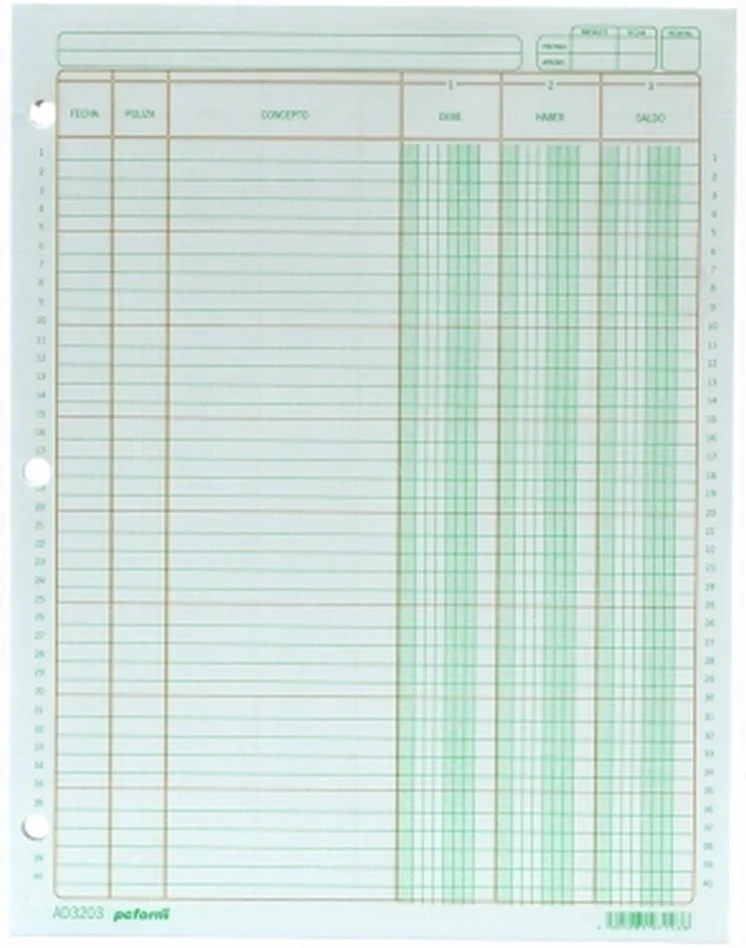Block Debe Haber Saldo con 2 Blocks 3 perforació 25 hojas Carta pcform® AD-3203 [Paquete]