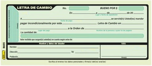 Block Letras de Cambio con endoso al reverso 50 hojas 21.5×9cm Printaform® B-8605 [Pieza]