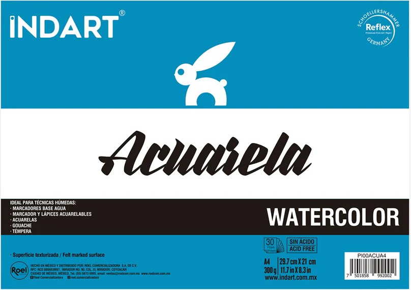 Block p/Arte Acuarela  300g A3 A4 INDART® [Pieza]