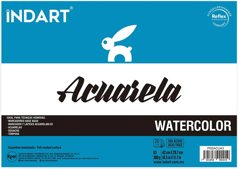 Block p/Arte Acuarela  300g A3 A4 INDART® [Pieza] - Image 2