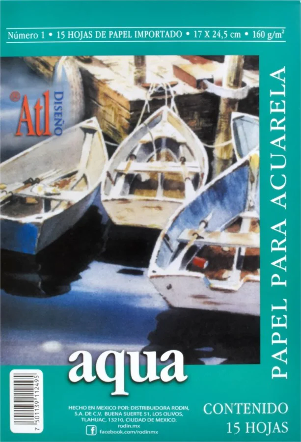 Block p/Arte Acuarela Aqua #1 160g 15 hojas 17×24.5cm Alt® 805 [Pieza]