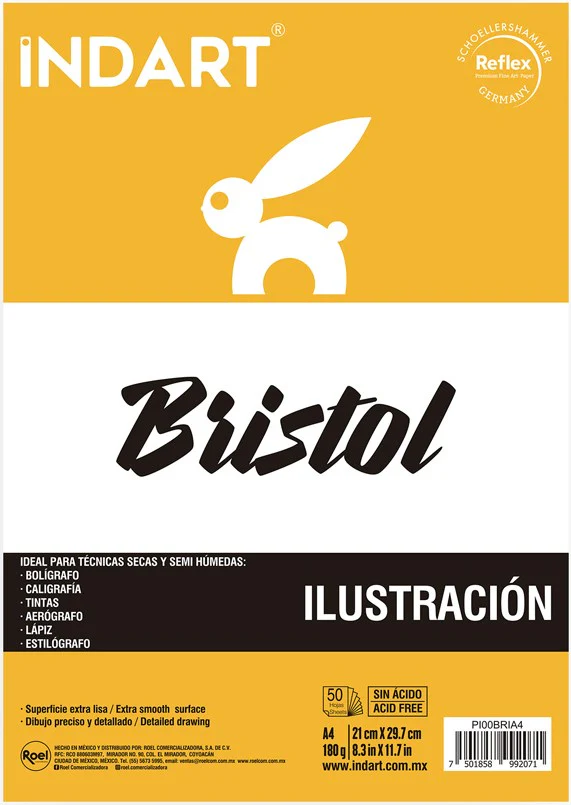 Block p/Arte Bristol  180g 50 hojas A3 A4 INDART® [Pieza]