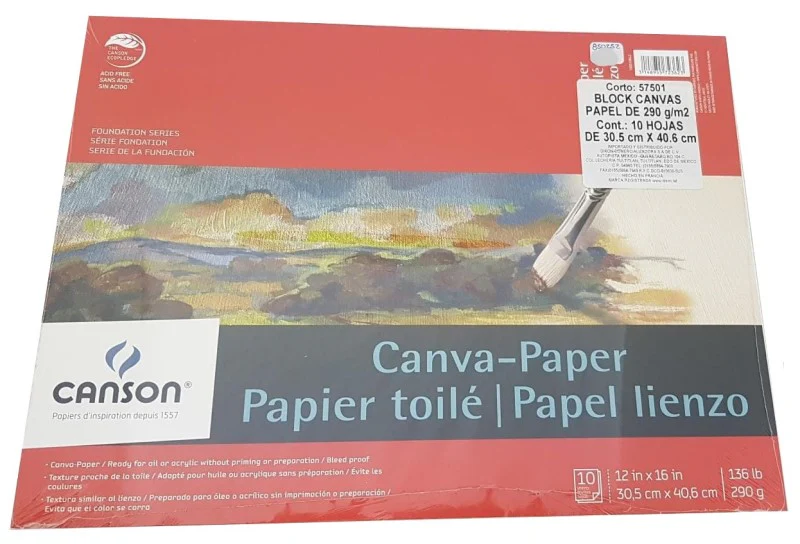 Block p/Arte Canvas Foundation 10 hojas 12×16" Canson® 57501 [Pieza]