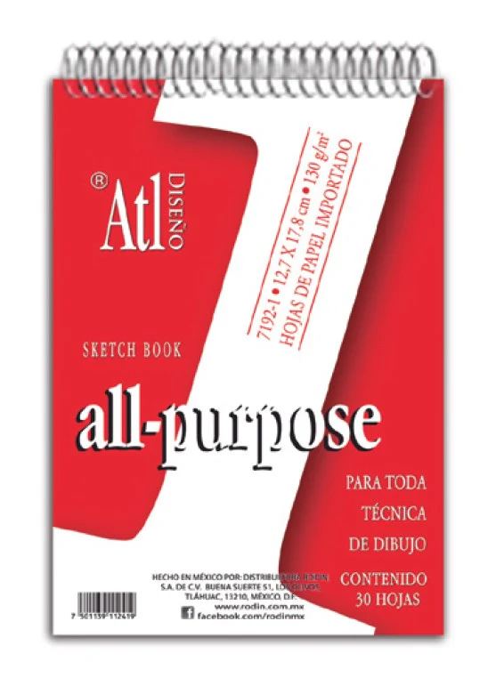 Block p/Arte MixMedia  130g 30 hojas All Purpose #0 #1 #2 #3 #4 #5 Atl® [Pieza]