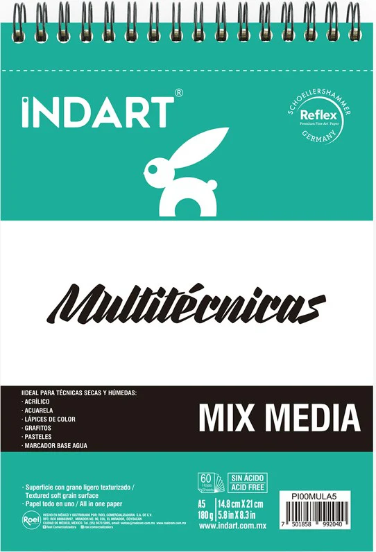Block p/Arte MultiTecnica  180g A3 A5 A4 INDART® [Pieza]