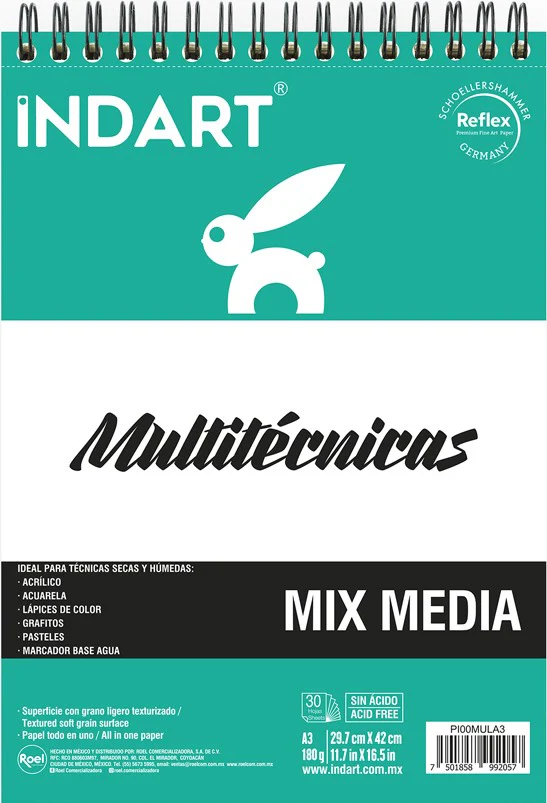 Block p/Arte MultiTecnica  180g A3 A5 A4 INDART® [Pieza] - Image 3