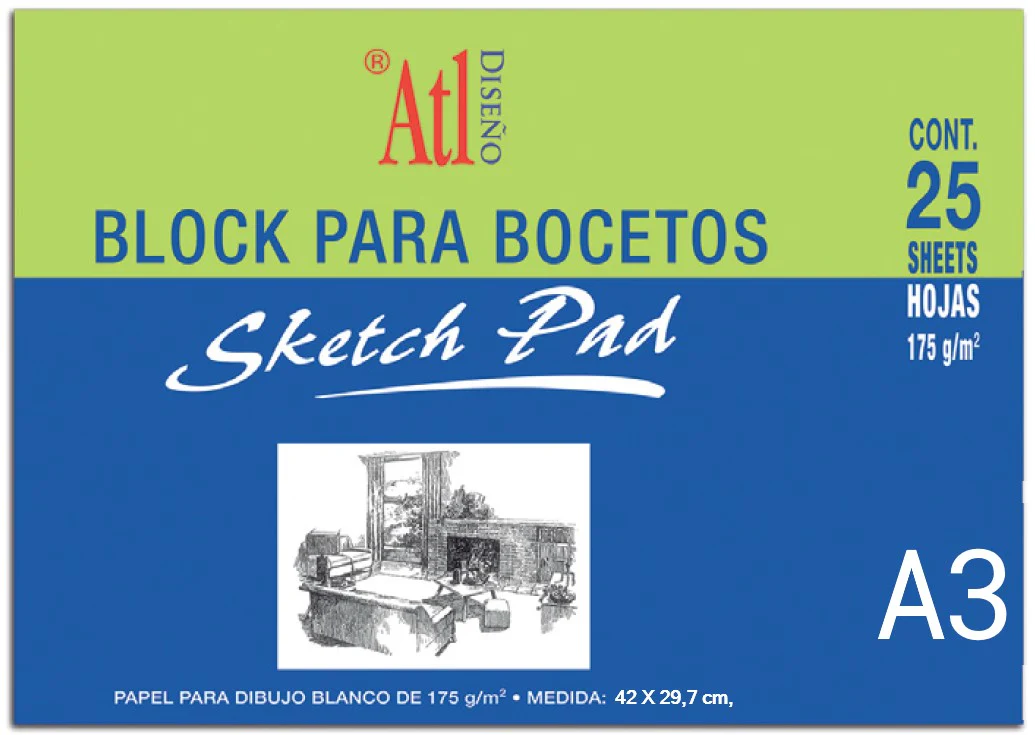 Block p/Arte Sketch Sketch Pad 175g 25 Hojas 29.7×42cm Alt® [Pieza]