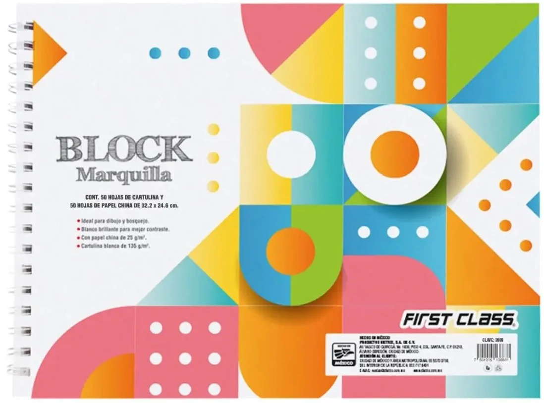 Block p/Dibujo Espiral Marquilla P.China 30 hojas Blanco Dietrix® 9565 [Pieza]