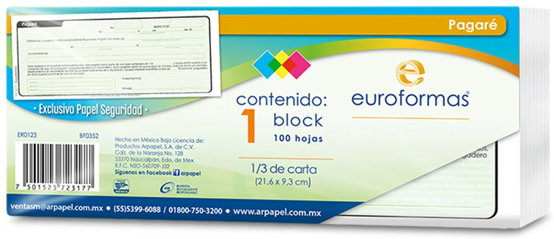 Block Pagares 100 hojas 21.06×9.3c euroformas® ER0123 [Pieza] - Image 2
