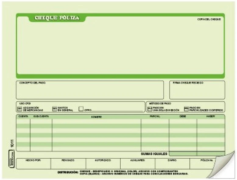 Block Póliza Cheques 25 Juegos ½ Oficio Printaform® B-1011 [Pieza]