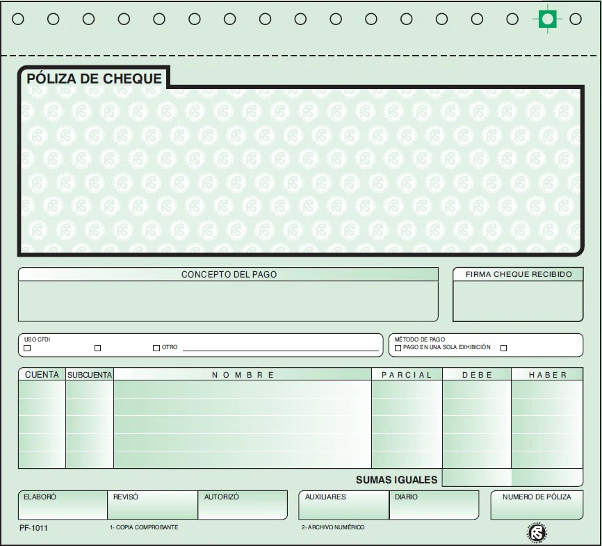 Block Póliza Cheques c/Carbón C 20 Juegos ½ Oficio Poliformas® PF-1011 [Pieza] - Image 3