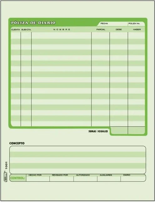 Block Póliza de Diario D 50 hojas Carta Maq. Printaform® B-1001 [Pieza]