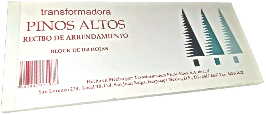 Block Recibos de Arrendamiento c/Talón R 100 hojas Pinos Altos® R2 [Pieza]