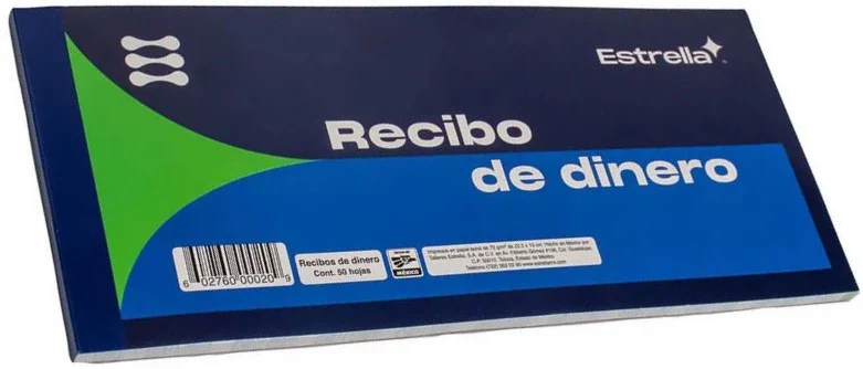 Block Recibos de Dinero con Talón D 50 hojas Estrella® 20 [Pieza]