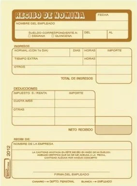 Block Recibos de Nomina N 25 Juegos ¼ Carta Printaform® B-2012 [Pieza] - Image 2
