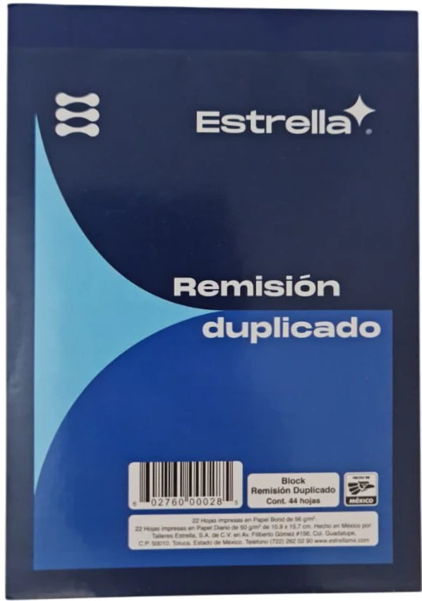 Block Remisiones Duplicado D 22 Juegos 11×15.7cm Estrella® 28 [Pieza]