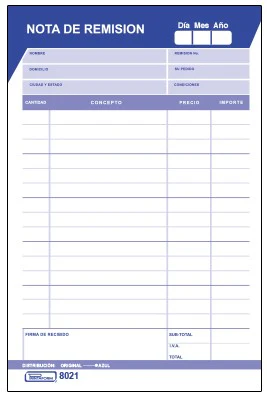 Block Remisiones Original O 50 hojas ½ Carta Printaform® B-8021 [Pieza]