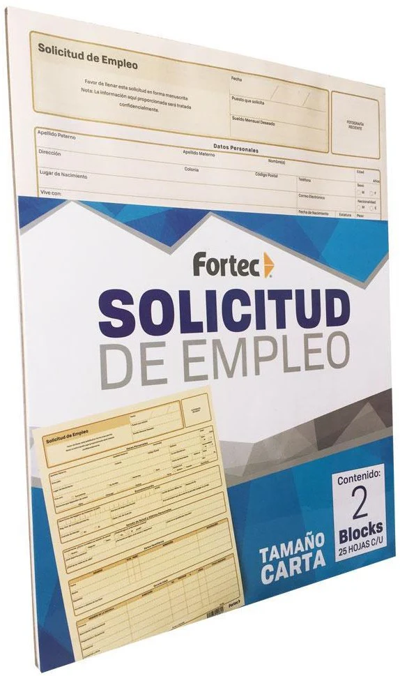 Block Solicitud de Empleo Paquete 2 Blocks 25 hojas x bloc Carta Fortec® SE-2002 [Paquete]