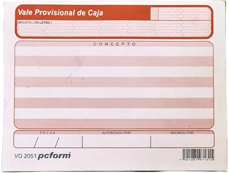 Block Vale Provisional de Caja c/4 50 hojas ¼ Carta pcform® VD 2051 [Paquete] - Image 2