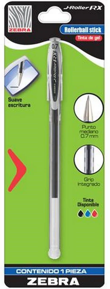 Bolígrafo c/Tapa J.Roller RX Blíster Negro Medio .7mm Zebra® 8010 [Pieza]