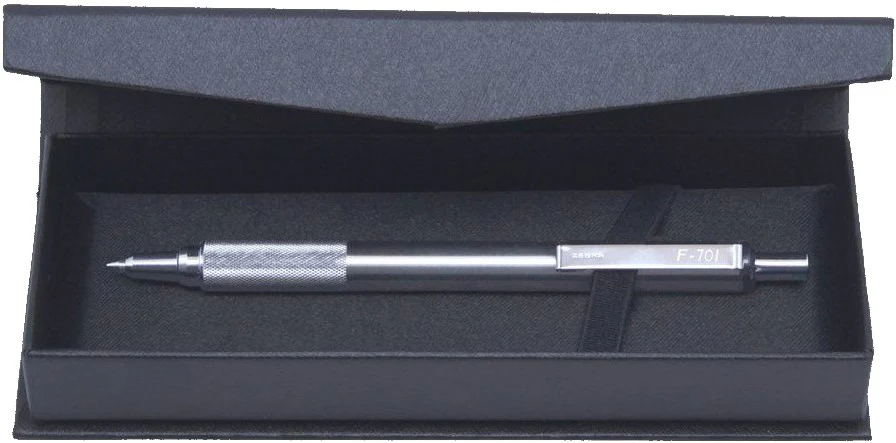 Bolígrafo Fino Retráctil F-701 c/Grip Tinta Negra Acero Inoxidabl Fino .7mm Zebra® 7912-00 [Estuche] - Image 2