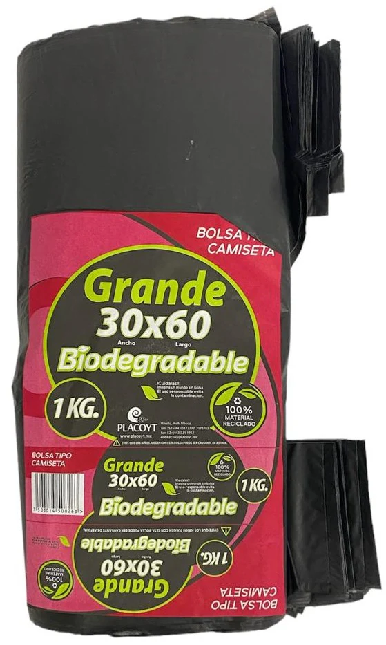 Bolsa Polietileno Camiseta Grande Negro 30×60cm Pla [Kilo]