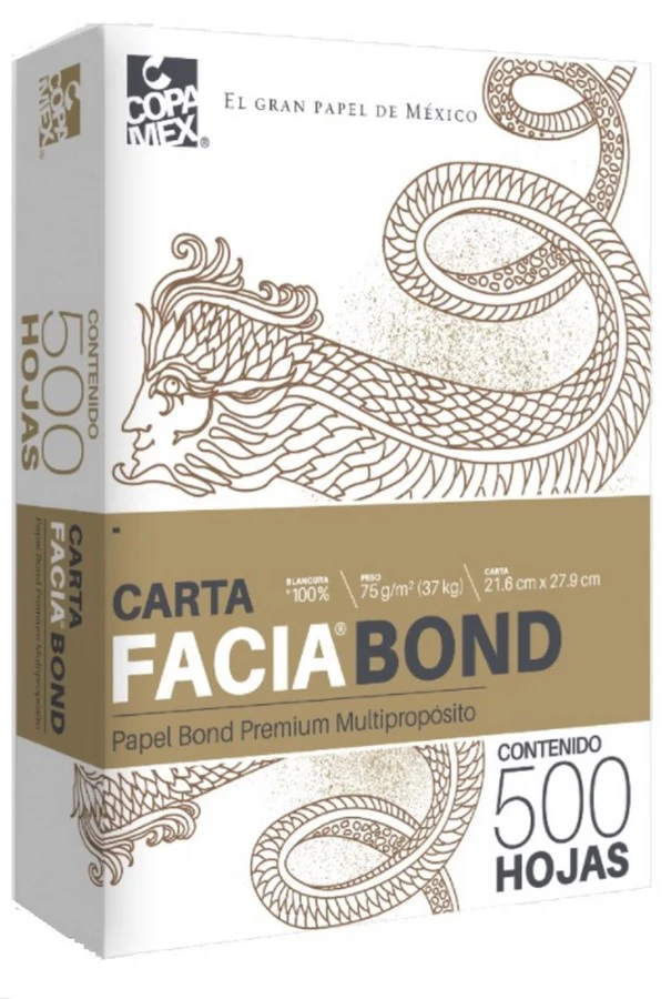 Bond 37kg 50kg Blanco 100% Facia paquete c/500 75g Copamex® [Resma]