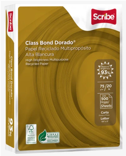 Bond 37kg 50kg Blanco 93% Class Sc Dorado c/500 Scribe® [Resma]