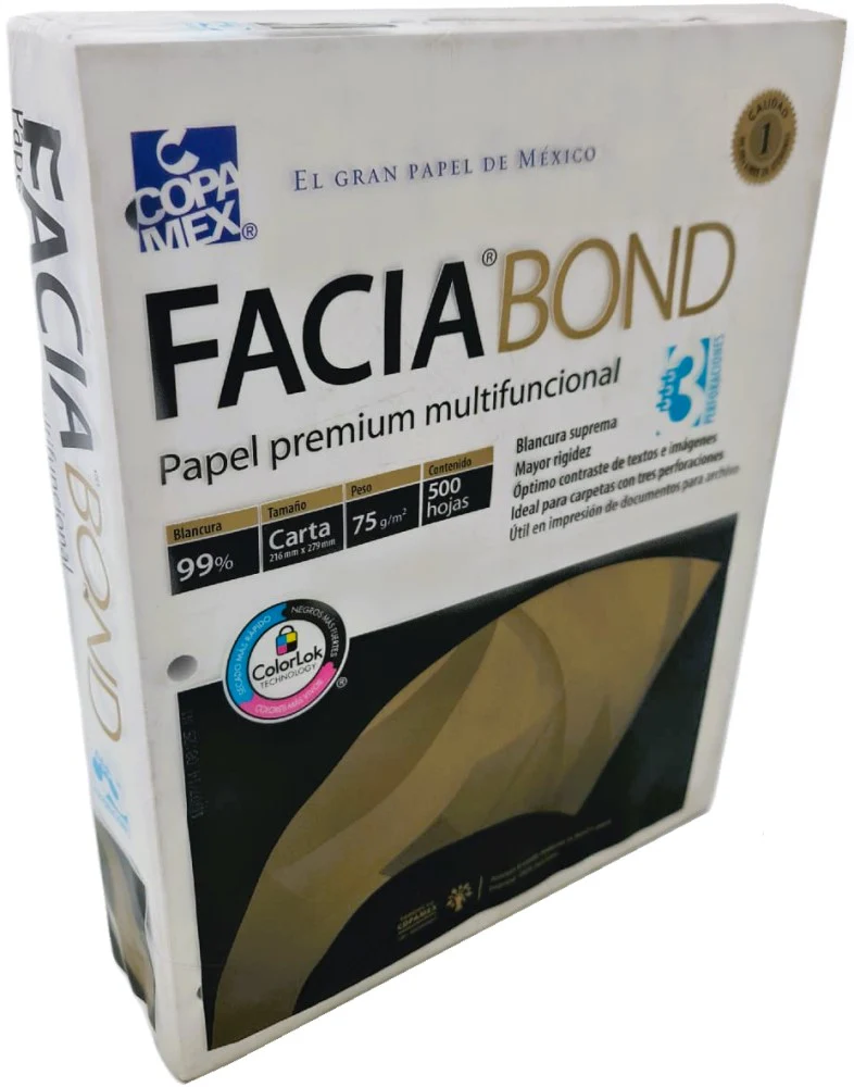 Bond Facia 3 Perfor.pack c/500 37kg Blanco 99% Carta 75g Copamex® [Resma]