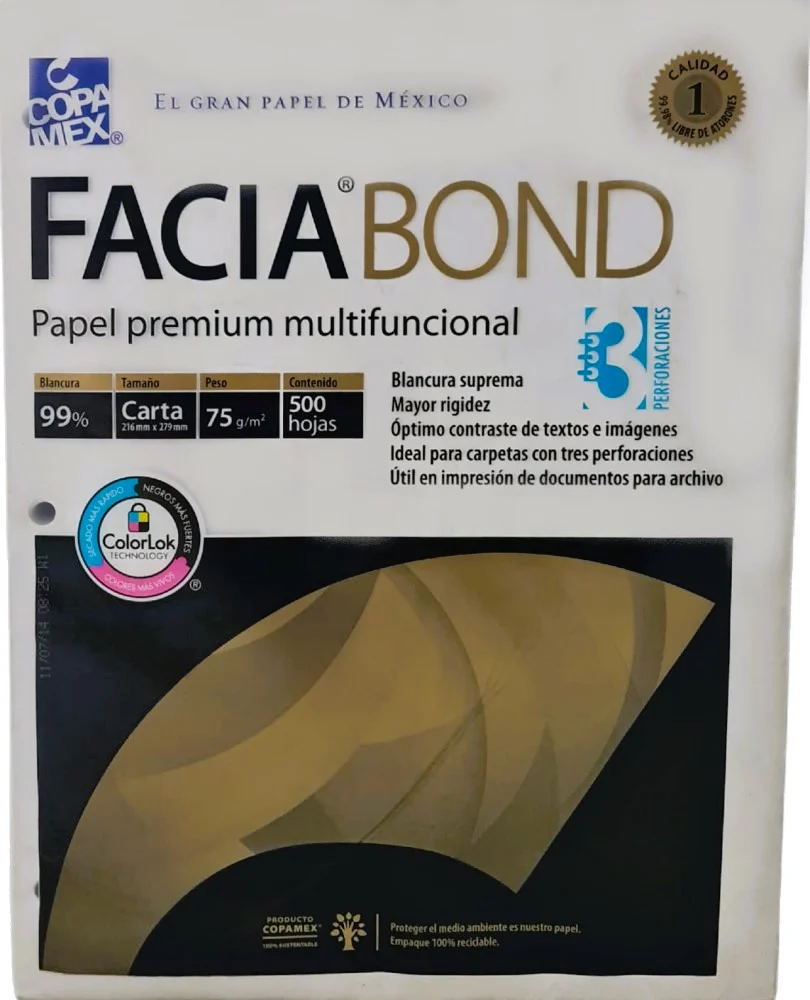 Bond Facia 3 Perfor.pack c/500 37kg Blanco 99% Carta 75g Copamex® [Resma] - Image 2