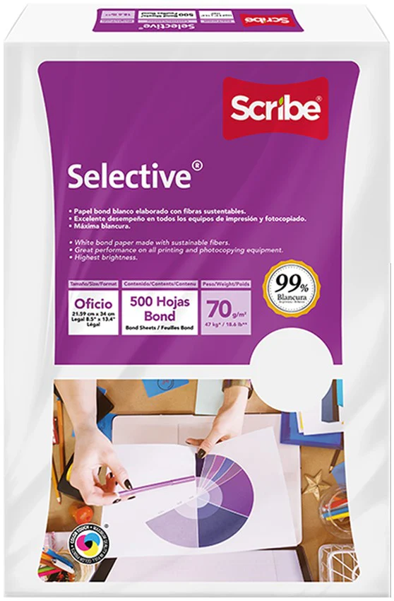 Bond Selective paquete c/500 50kg Blanco 99% Oficio 70g Scribe® 5391 [Resma]
