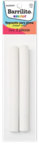 Borrador t/Lápiz Repuesto Ø 0.9×9.6mm Blanco c/2 Barrilito® 8338REP [Bolsa]
