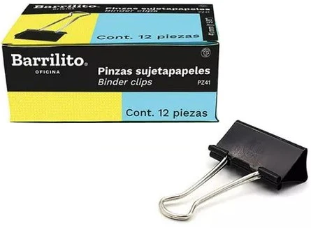 Broche Sujeta Papel  c/12  Negro Binder Clip Barrilito® [Caja] - Image 5