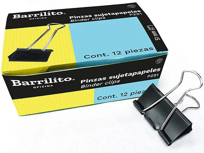 Broche Sujeta Papel  c/12  Negro Binder Clip Barrilito® [Caja] - Image 6