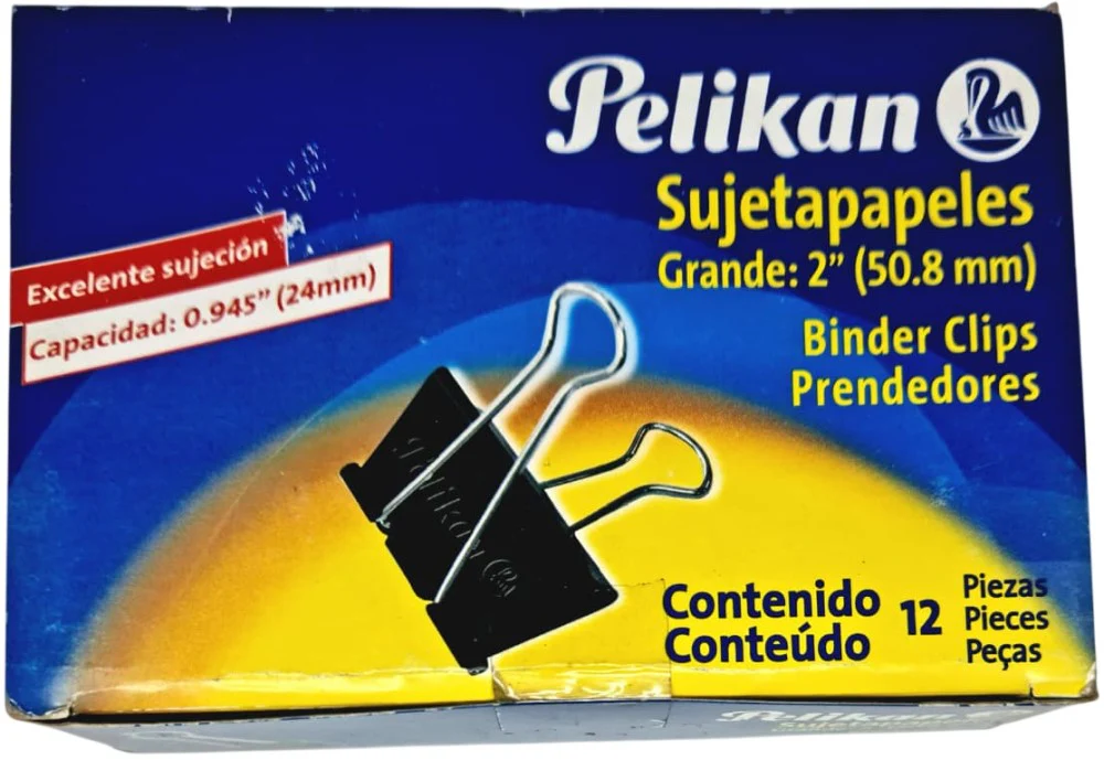 Broche Sujeta Papel  c/12  Negro Chico Mediano Grande Pelikan® [Caja] - Image 4