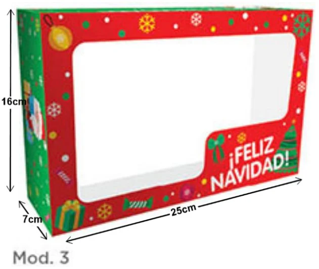 Caja Cartón Lunch Navidad  c/ventana  16×25×7cm granmark® [Pieza] - Image 3