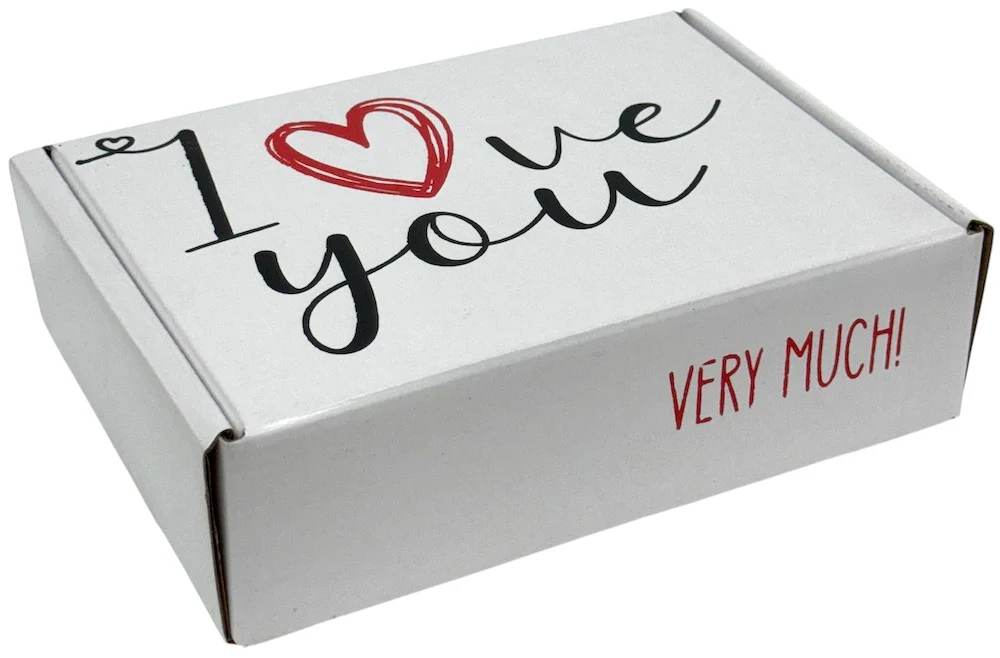 Caja Cartón San Valentín Love You Blanco 20×15×6cm DaccArT® [Pieza]